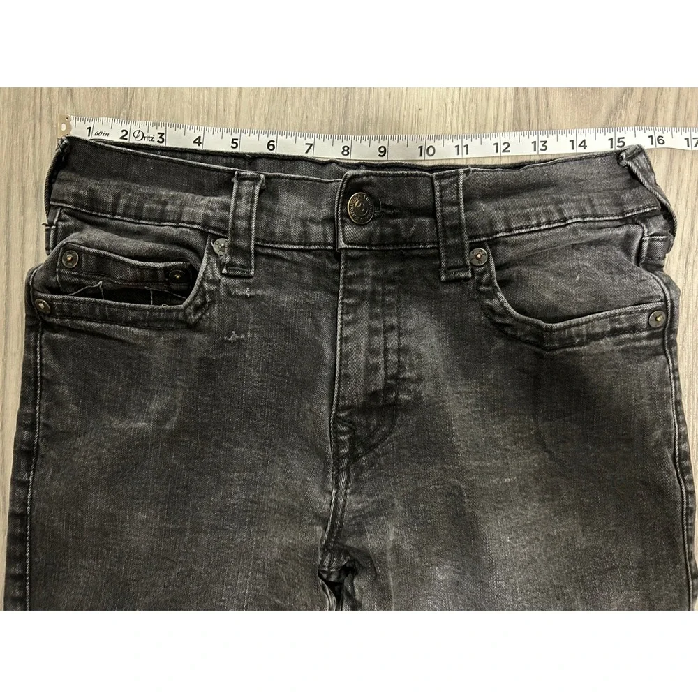 True‎ Religion Geno Relaxed Slim Jeans Faded Black Mens Size 31 Horseshoe Stitch